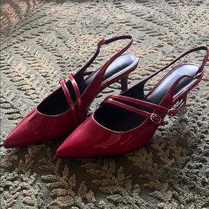 wild fable Red Patent Slingback Pointed-Toe Heels
